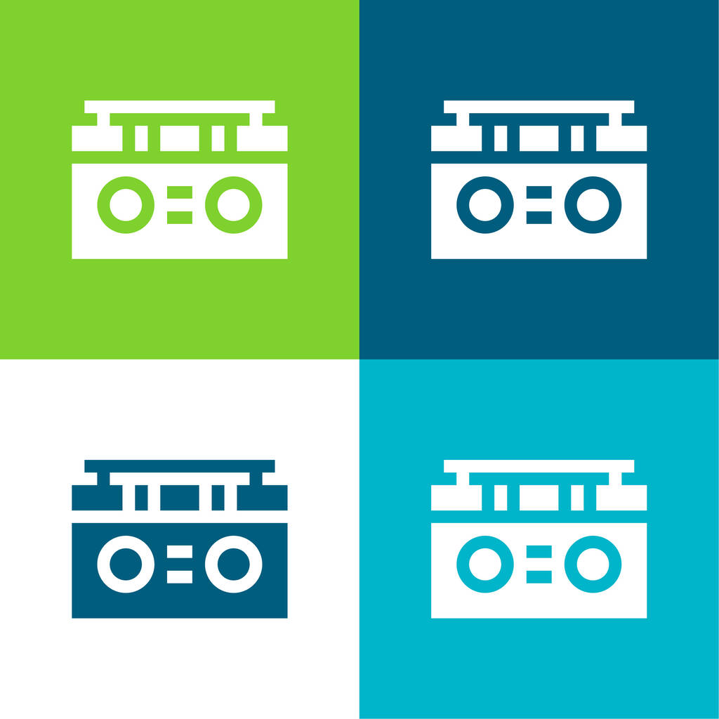 Boombox Flat conjunto de iconos mínimos de cuatro colores - Vector, Imagen