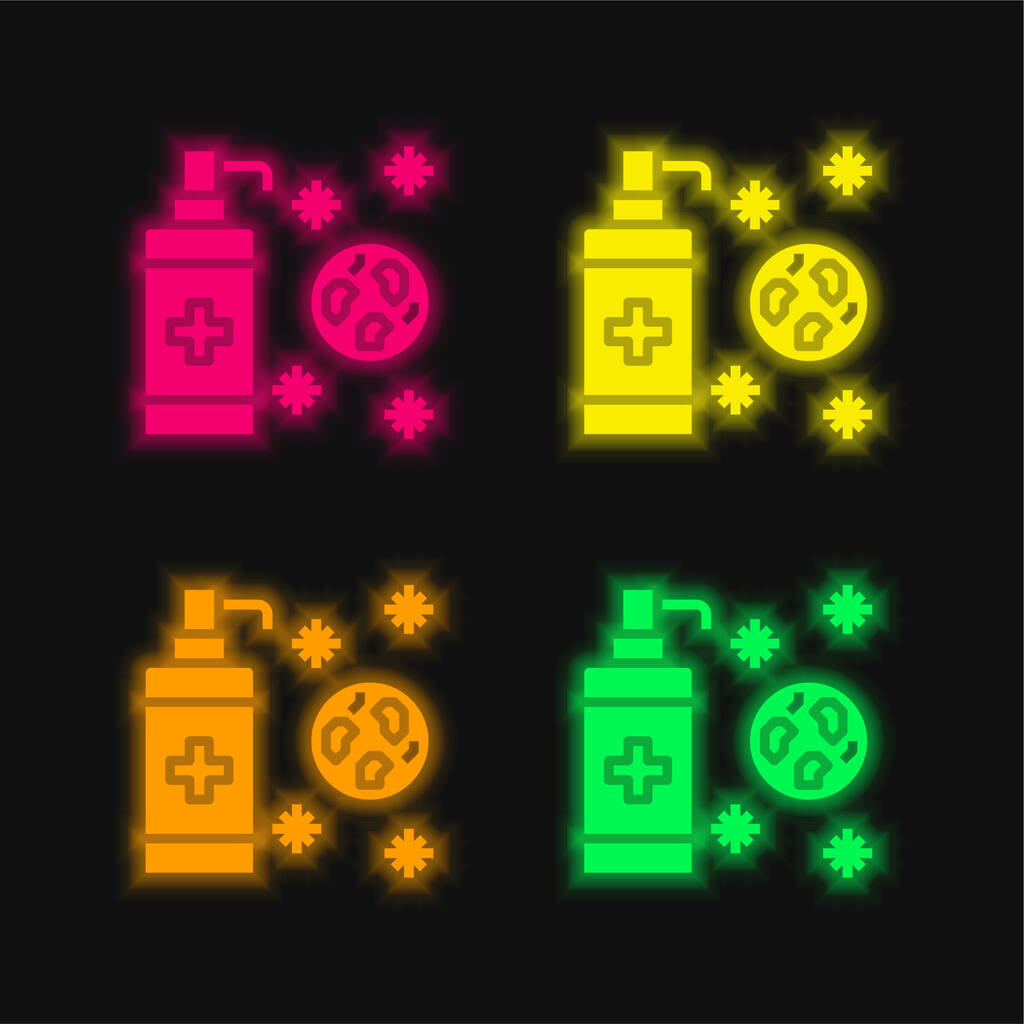 Antyseptyczne cztery kolory świecące neon wektor ikona - Wektor, obraz