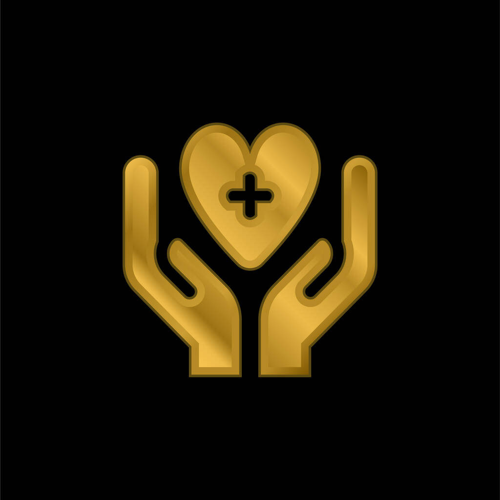 Donazione di sangue oro placcato icona metallica o logo vettoriale - Vettoriali, immagini