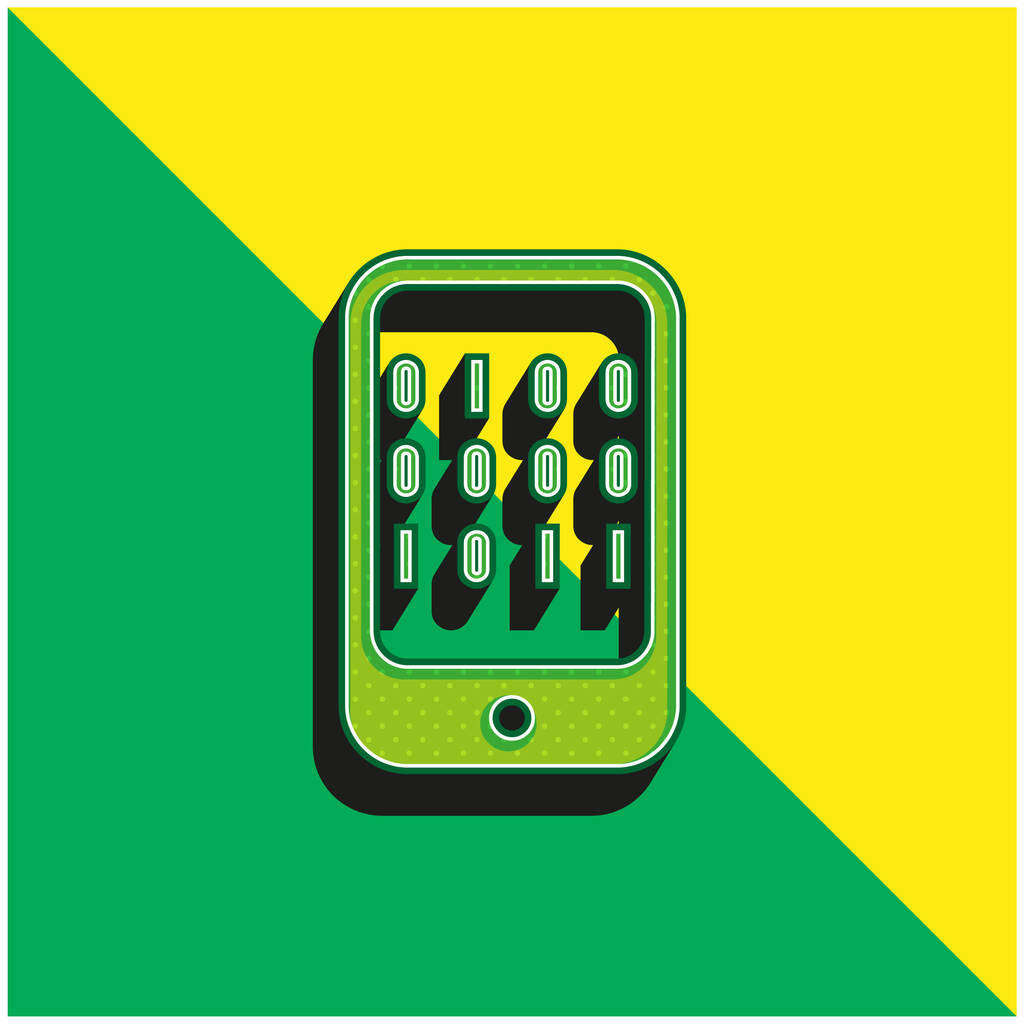 コンピュータの緑と黄色の現代の3Dベクトルアイコンのロゴのバイナリデータ - ベクター画像
