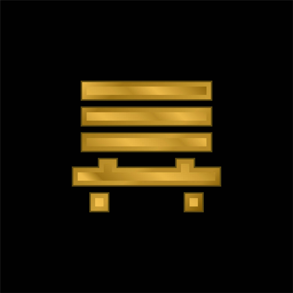 Bench gold plated metalic icon or logo vector - Vector, Image