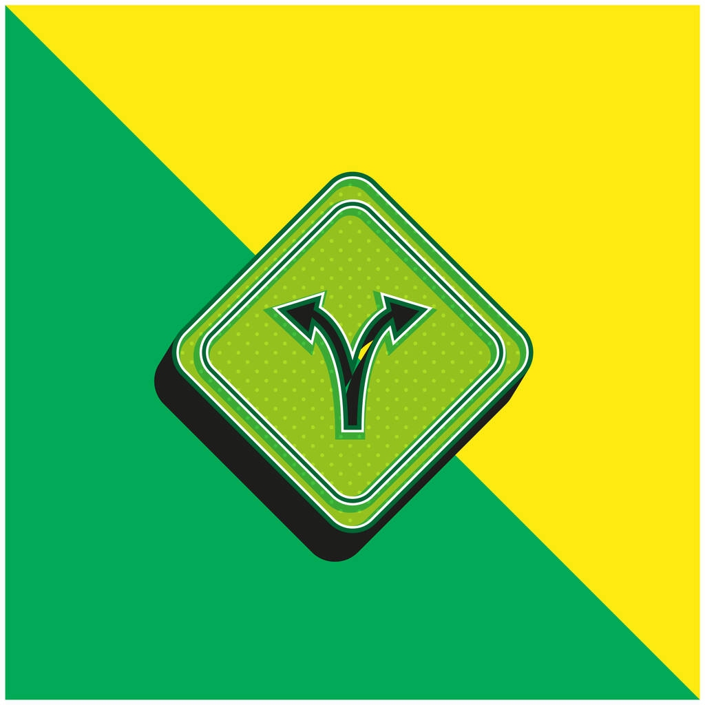 Bifurcatie Signal Groen en geel modern 3D vector pictogram logo - Vector, afbeelding