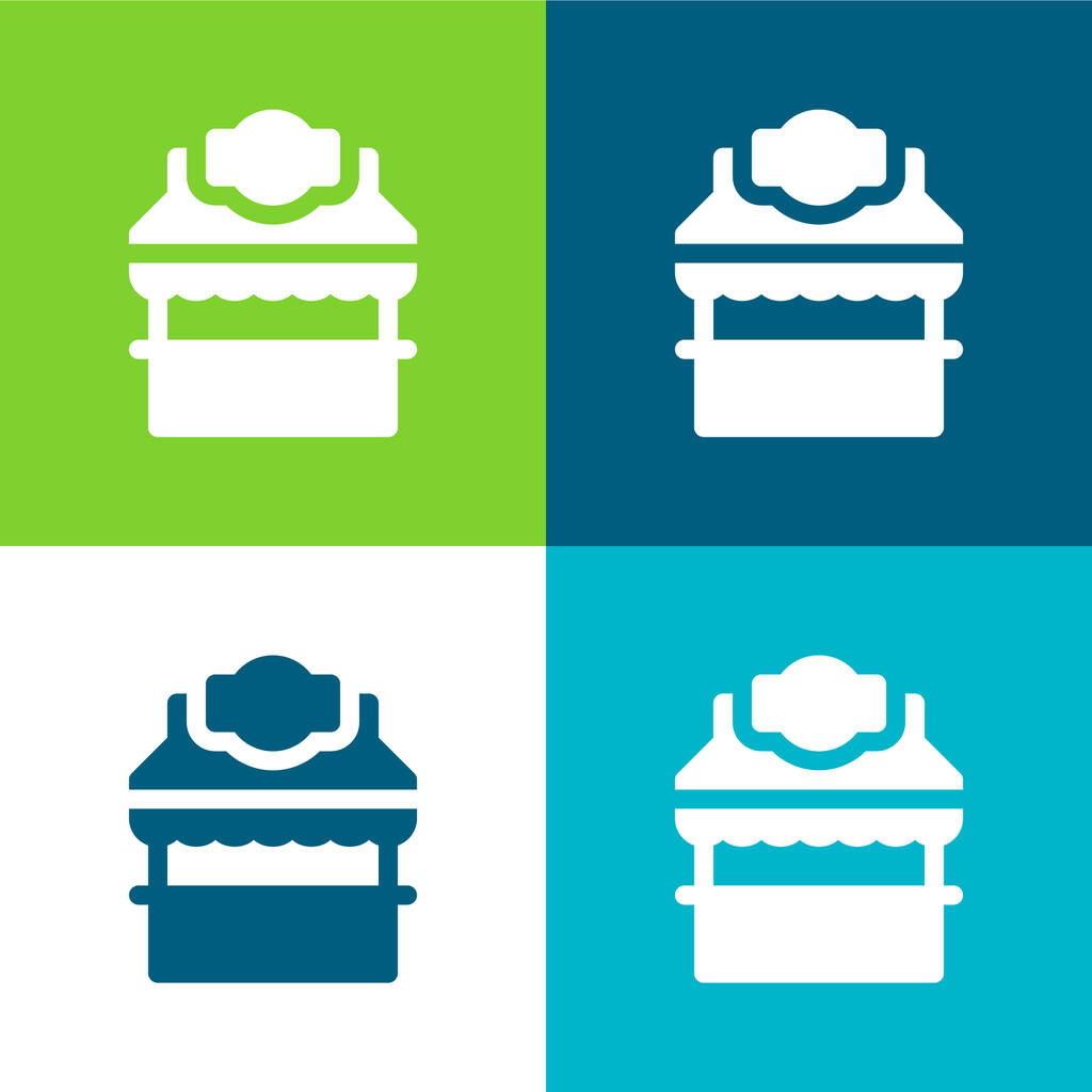 Stand Set icona minimale a quattro colori piatto - Vettoriali, immagini