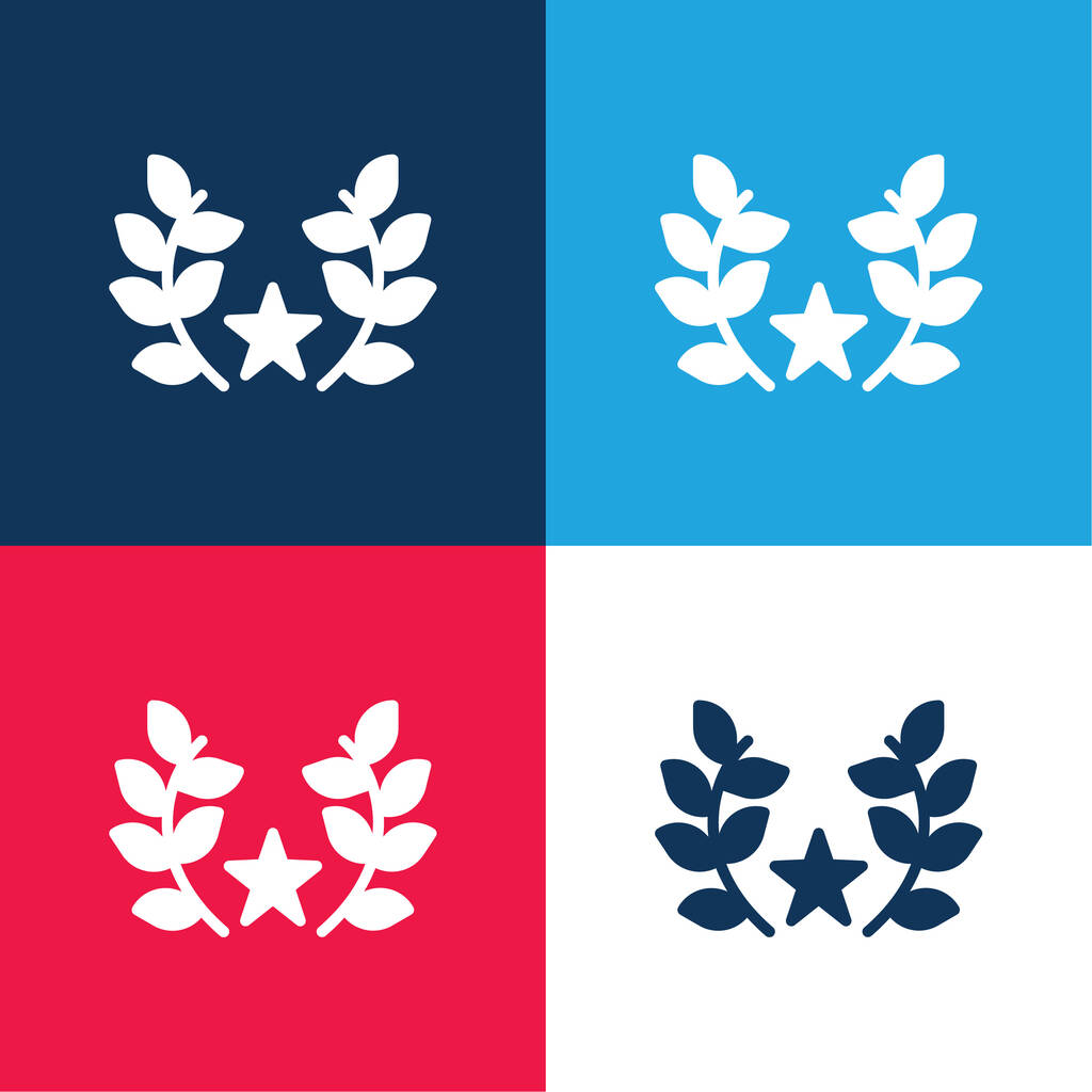 Award blauw en rood vier kleuren minimale pictogram set - Vector, afbeelding