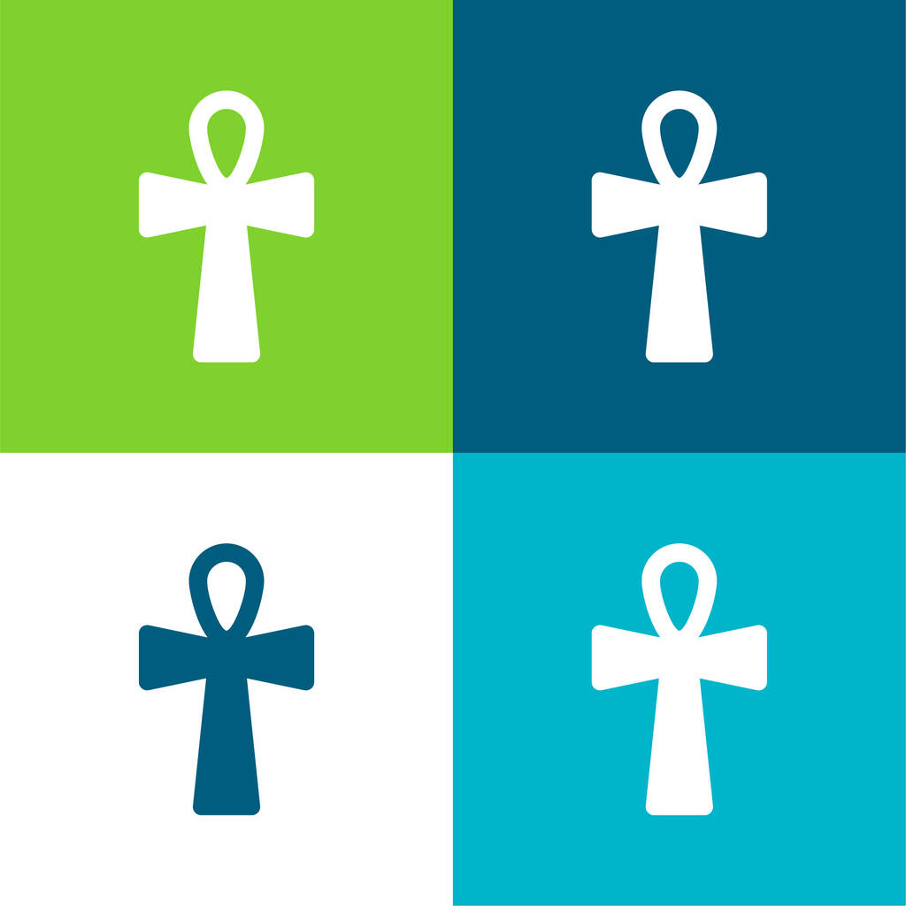 Ankh Cross Flat four color minimal icon set - Vector, Image