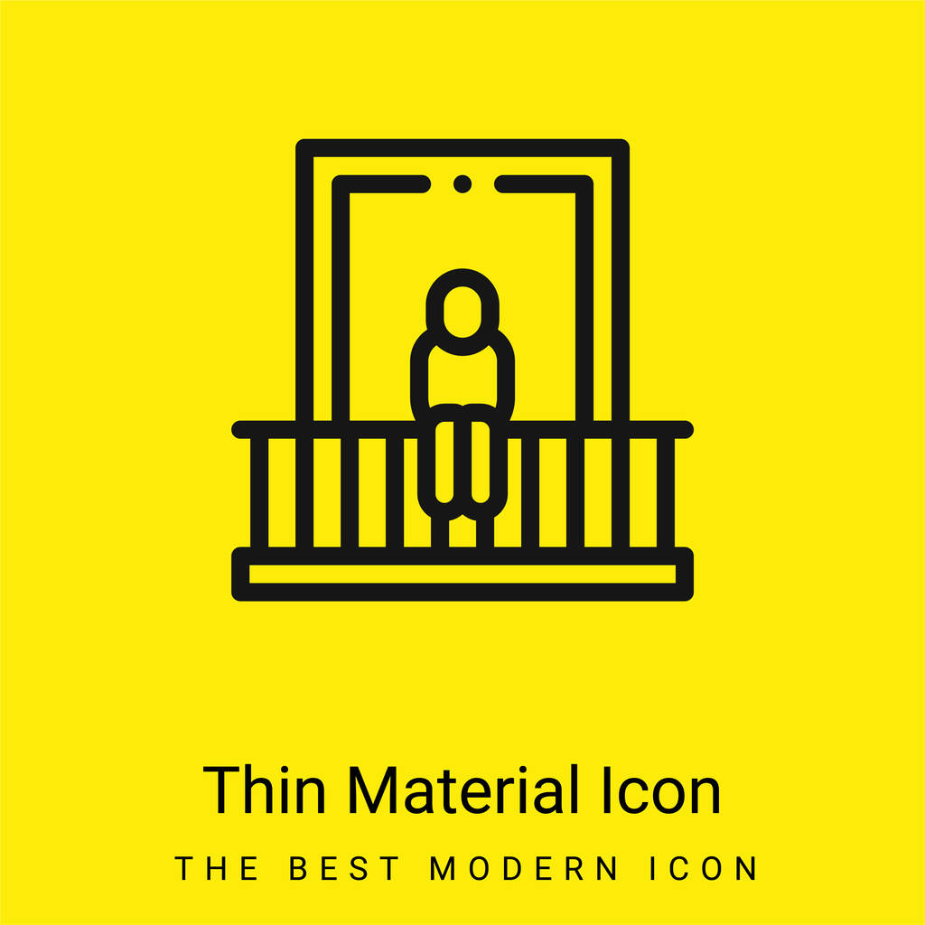 Balcony minimal bright yellow material icon - Vector, Image