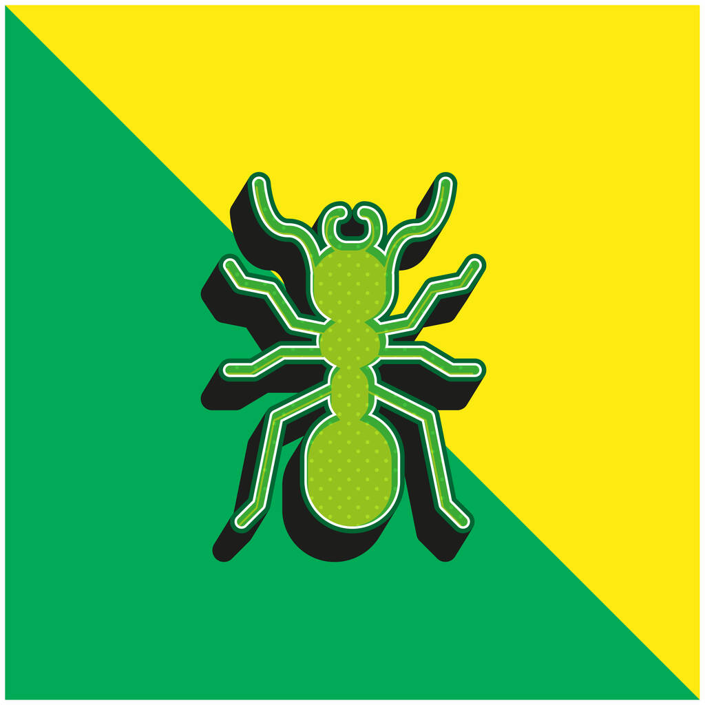 Mier Groen en geel modern 3D vector icoon logo - Vector, afbeelding