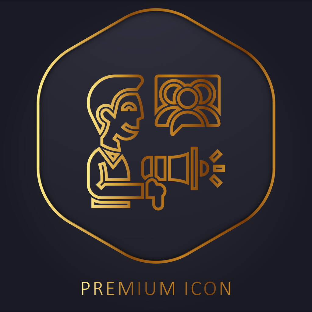 Altın çizgi prim logosu veya simgesi reklamı - Vektör, Görsel