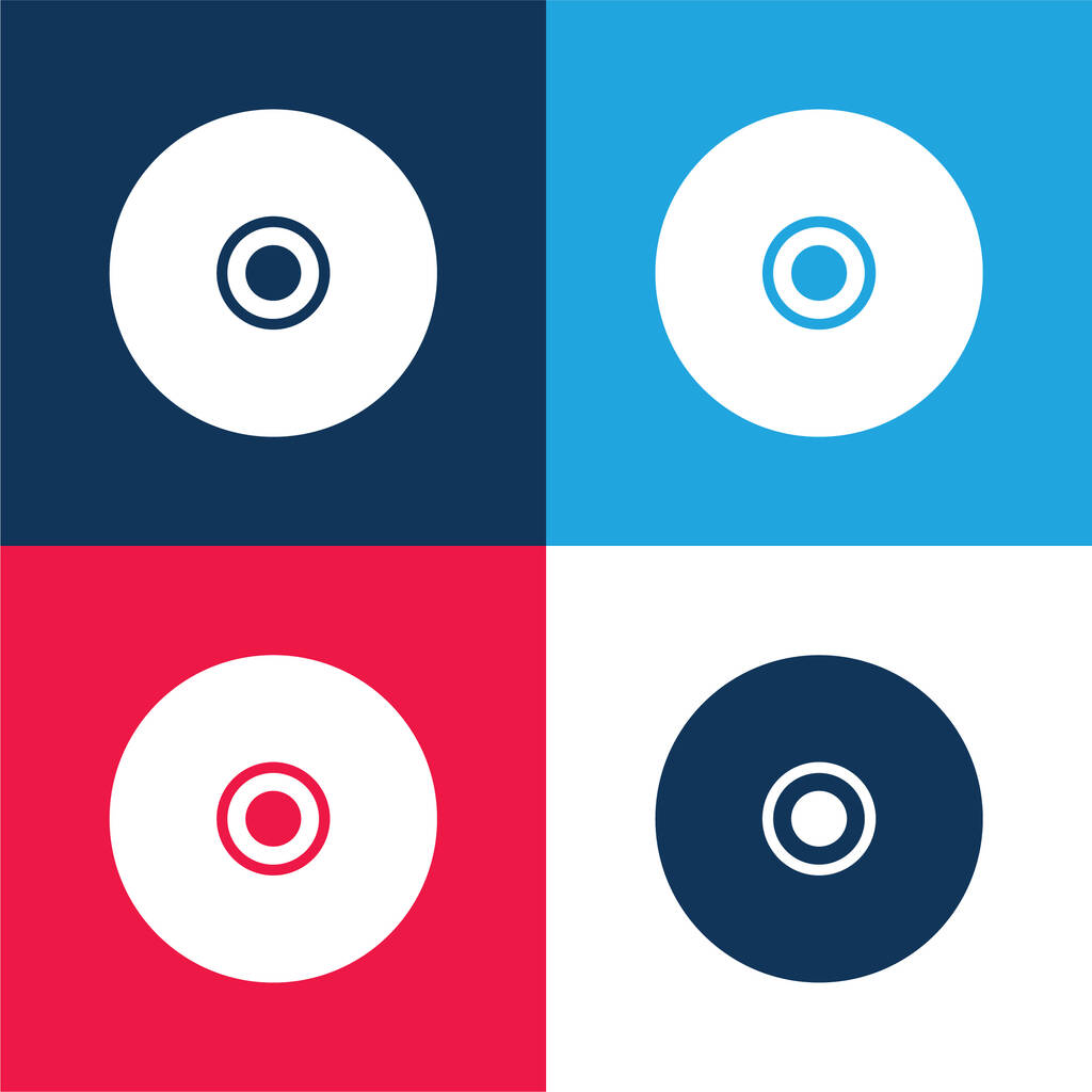 Set di icone minime a quattro colori blu e rosso Compact Disc nero - Vettoriali, immagini