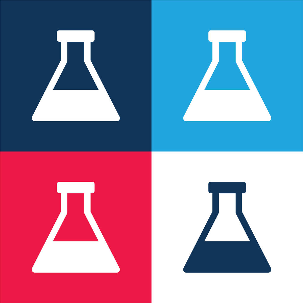 ボトルの液体青と赤の4色の最小アイコンセット - ベクター画像
