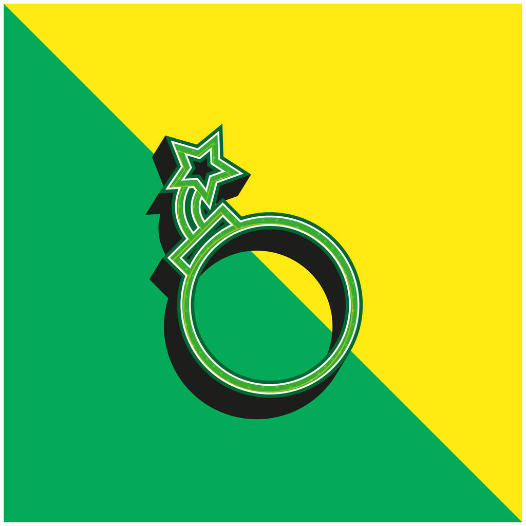 Pommi ääriviivat Vihreä ja keltainen moderni 3d vektori kuvake logo - Vektori, kuva