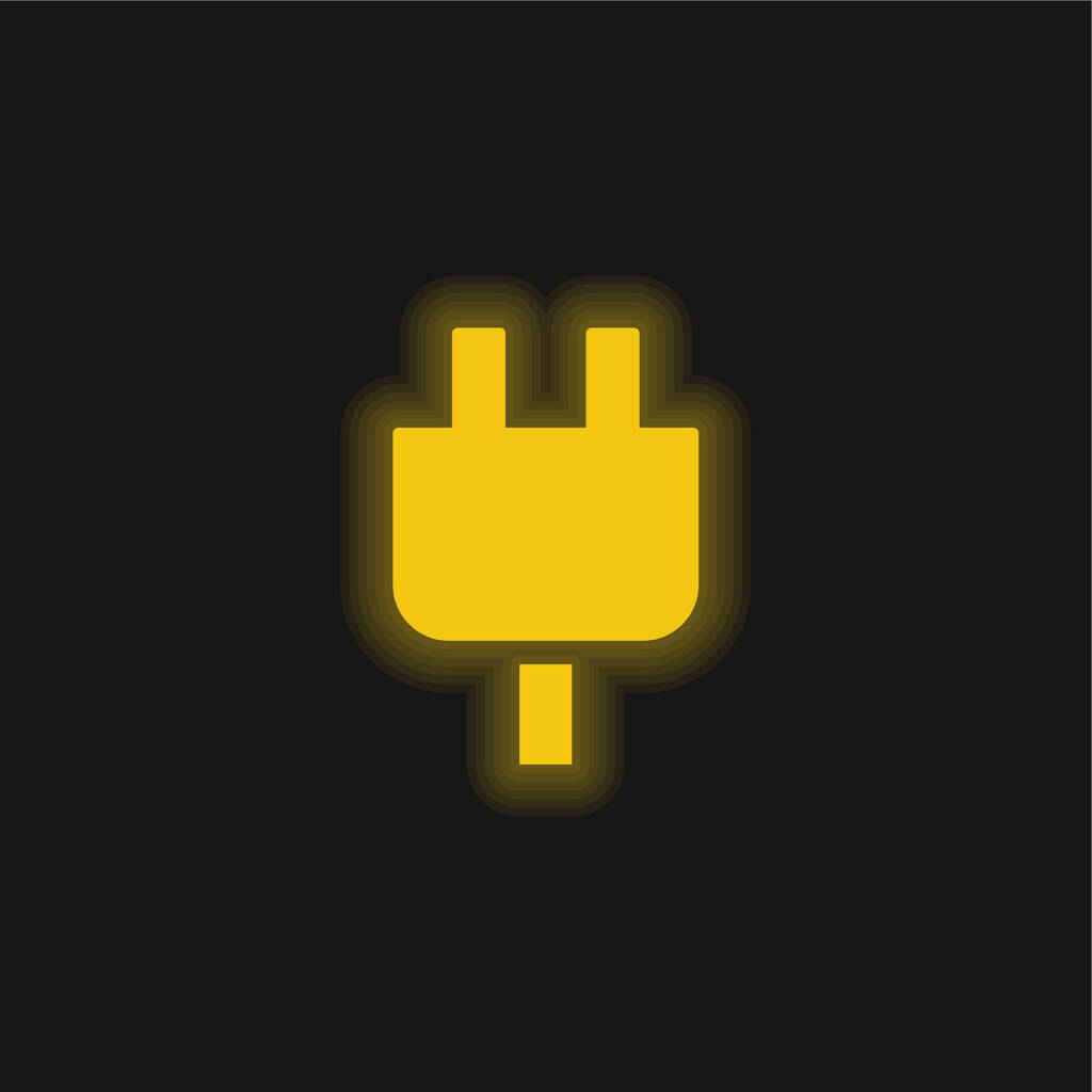 Black Plug Head yellow glowing neon icon - Vector, Image