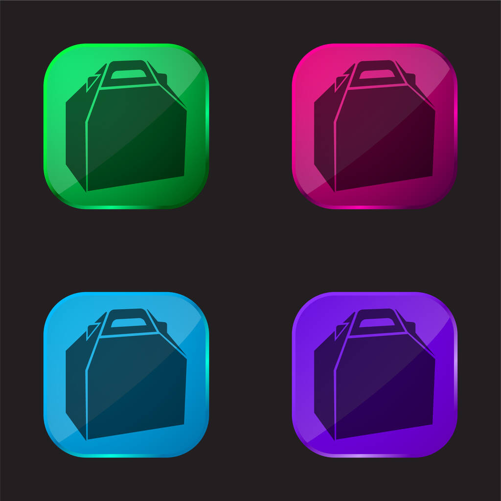 Boîte de nourriture paquet quatre icône de bouton en verre de couleur - Vecteur, image