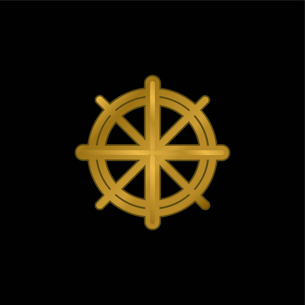 Barco yelmo chapado en oro icono metálico o logo vector - Vector, Imagen
