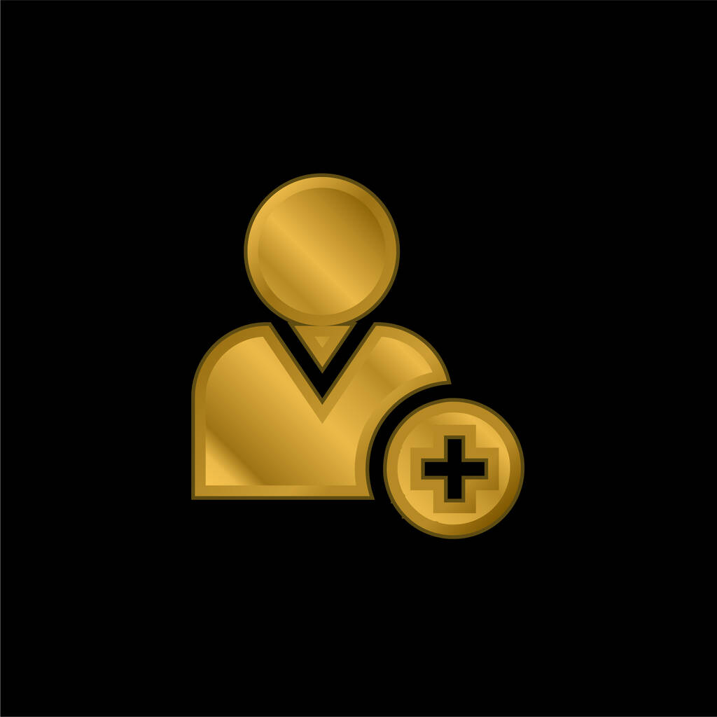 Añadir usuario chapado en oro icono metálico o logo vector - Vector, Imagen