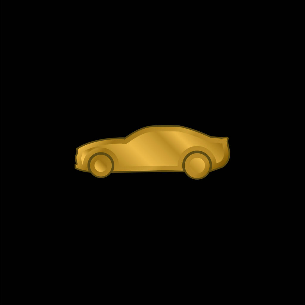 Черный большой автомобиль вид на позолоченную металлическую иконку или вектор логотипа - Вектор,изображение