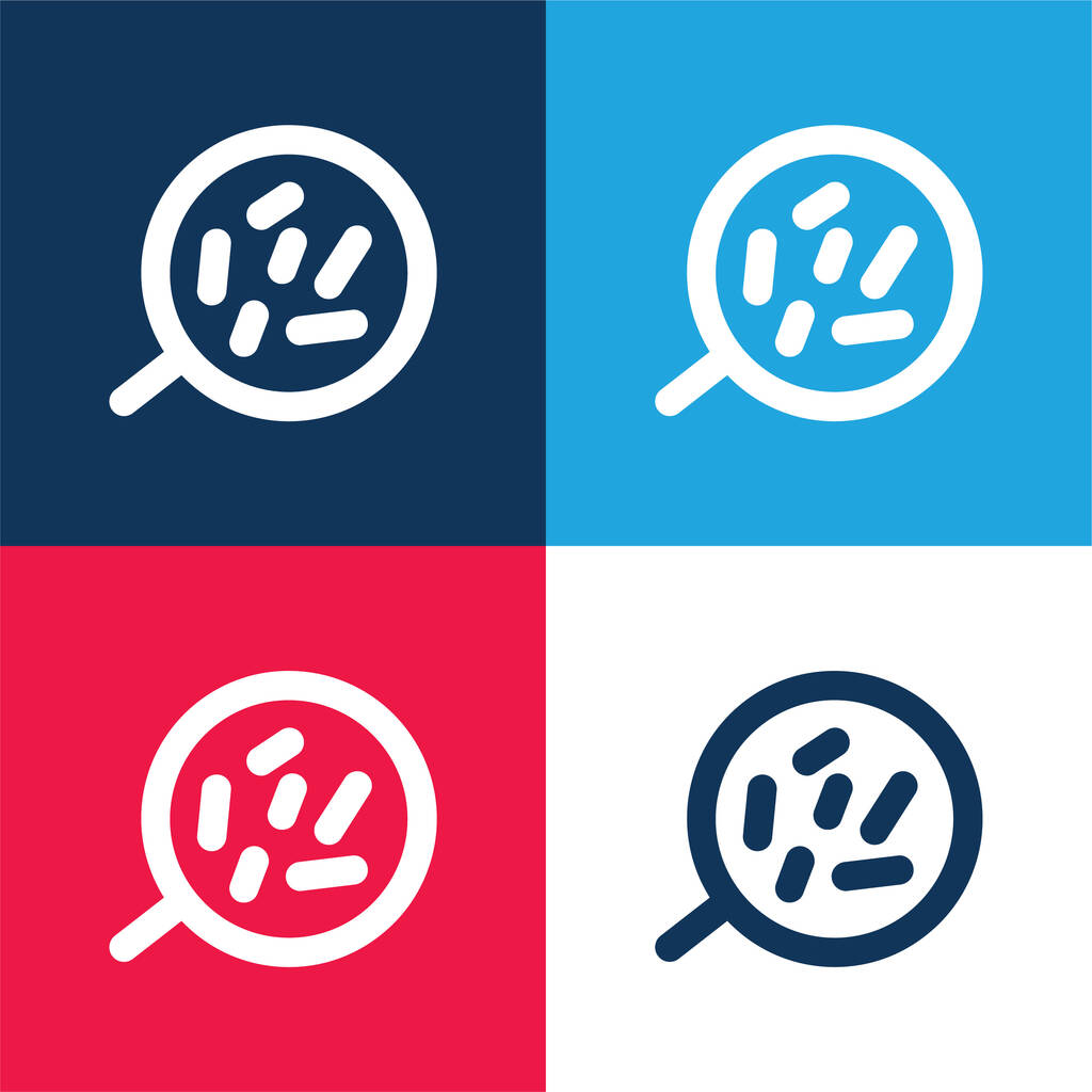 Body Cells Under A Magnification Tool blue and red four color minimal icon set - Vector, Image