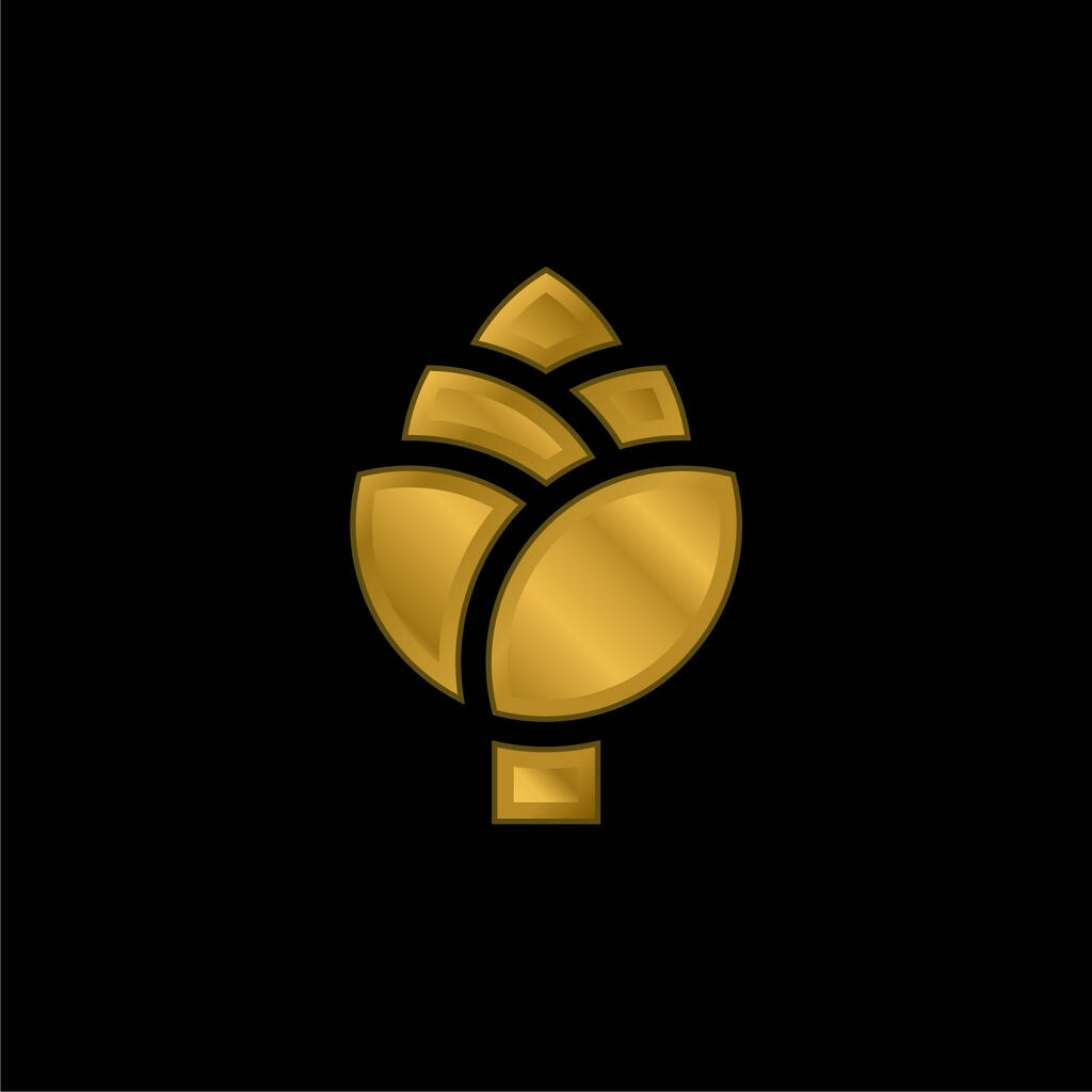 Alcachofa chapado en oro icono metálico o logo vector - Vector, imagen