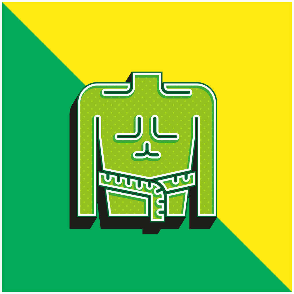 Body Mass Logo icona vettoriale 3D moderna verde e gialla - Vettoriali, immagini