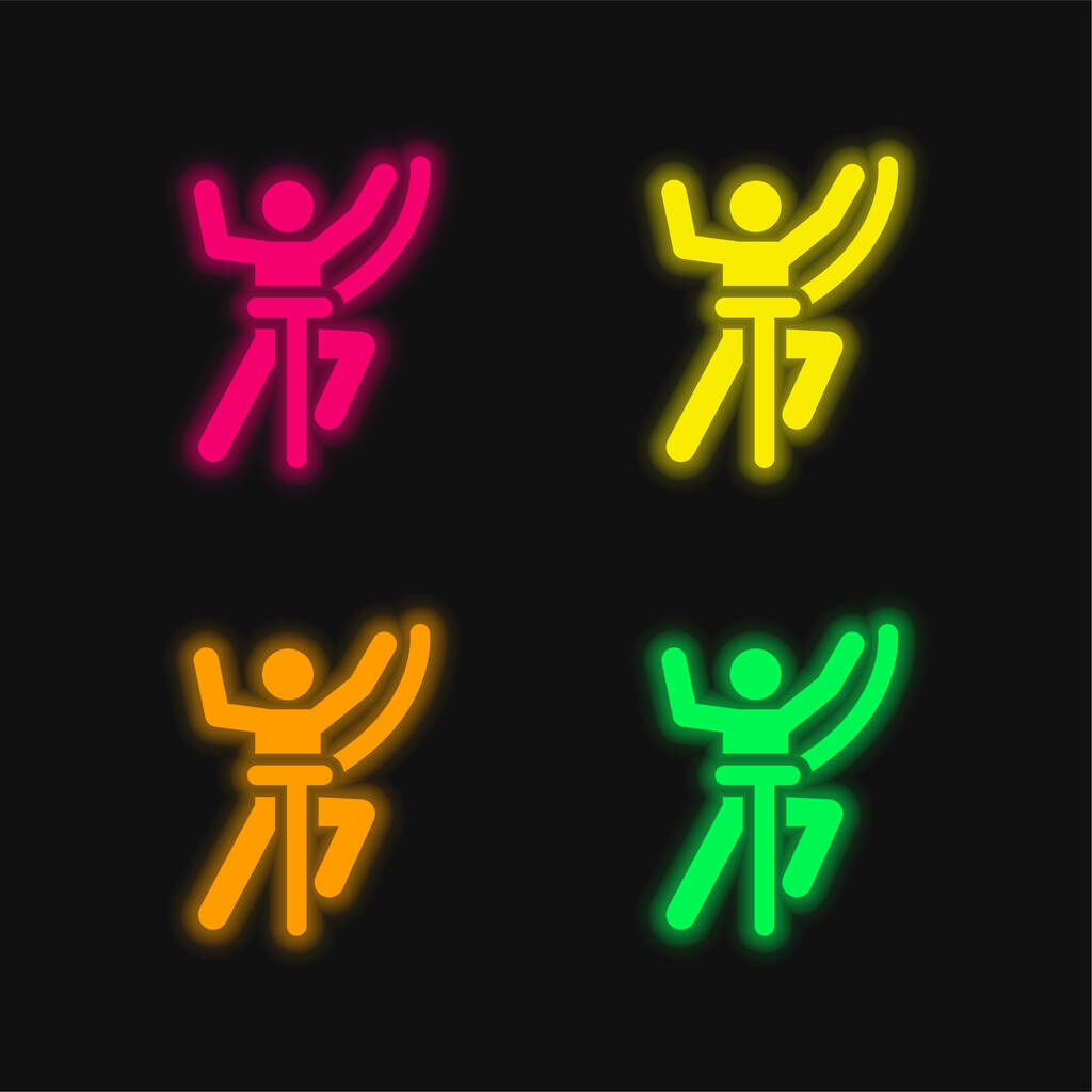 Kaland négy szín izzó neon vektor ikon - Vektor, kép