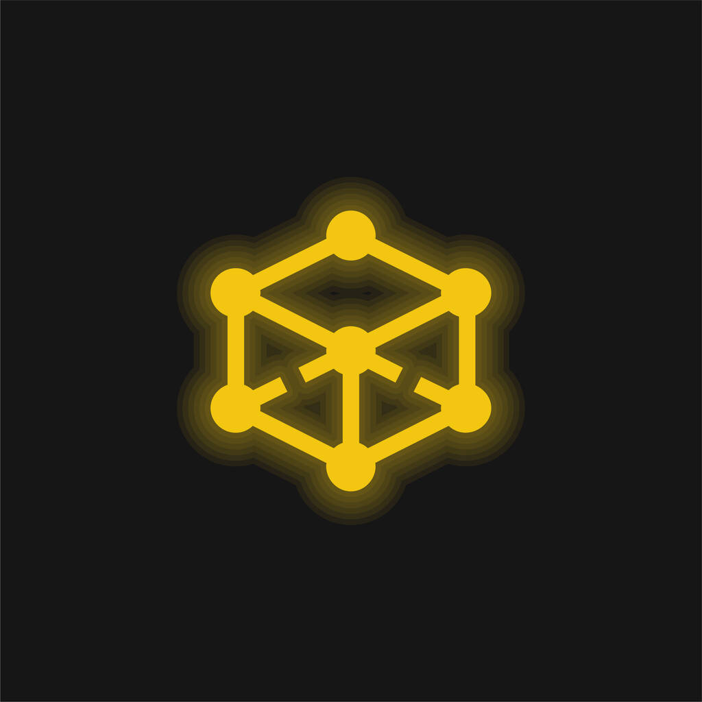 Modelado 3d amarillo brillante icono de neón - Vector, imagen