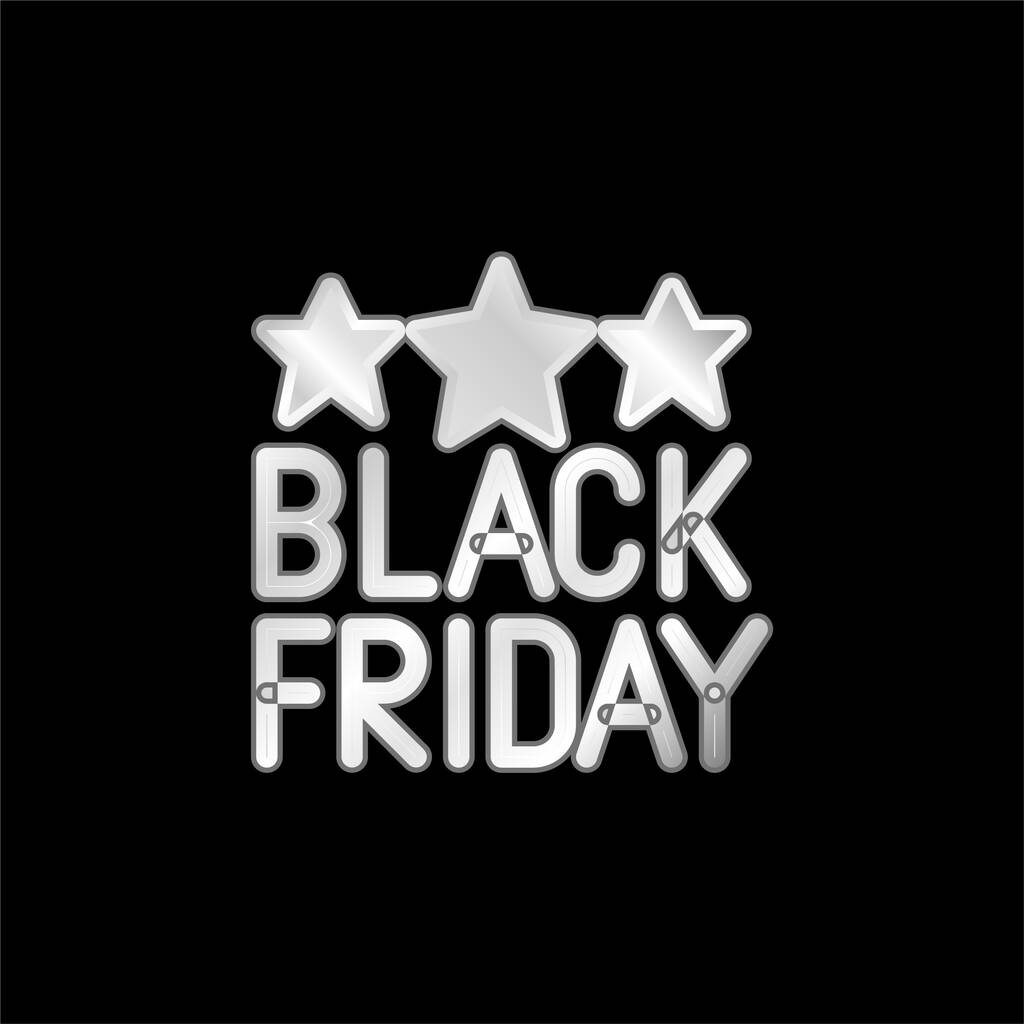 Black Friday silver plated metallic icon - Vector, Image