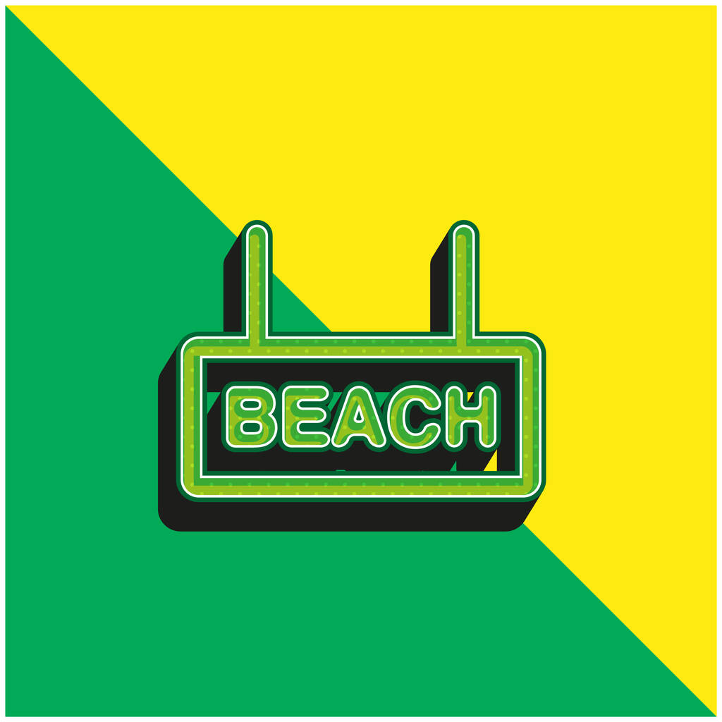 ビーチ信号緑と黄色の近代的な3Dベクトルアイコンのロゴ - ベクター画像