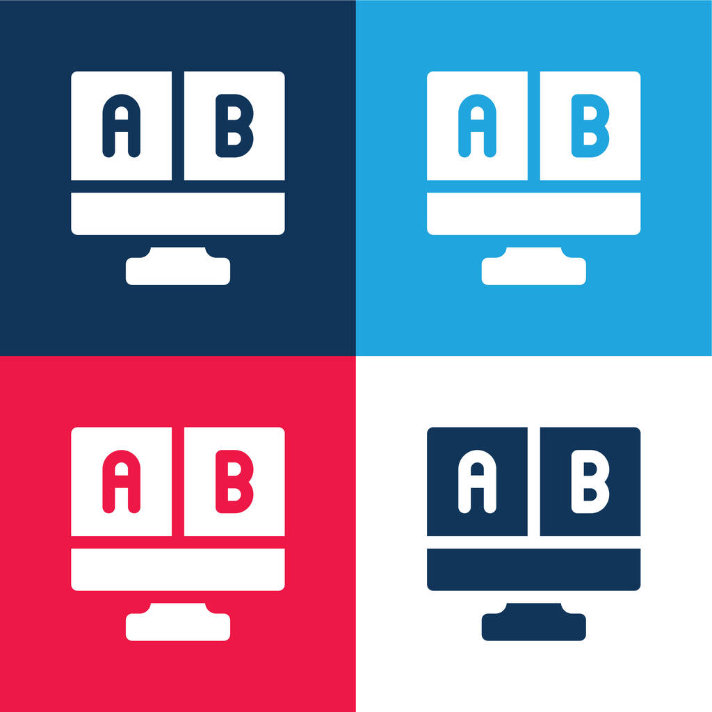 ABテスト青と赤の4色の最小アイコンセット - ベクター画像