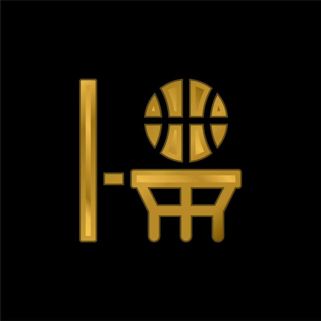 Baloncesto chapado en oro icono metálico o logo vector - Vector, imagen
