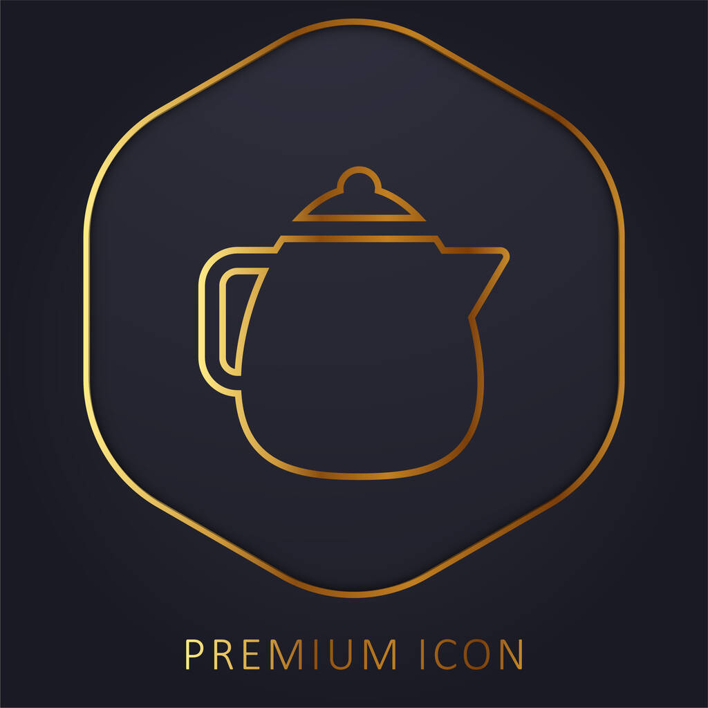 Große Teekanne goldene Linie Premium-Logo oder Symbol - Vektor, Bild