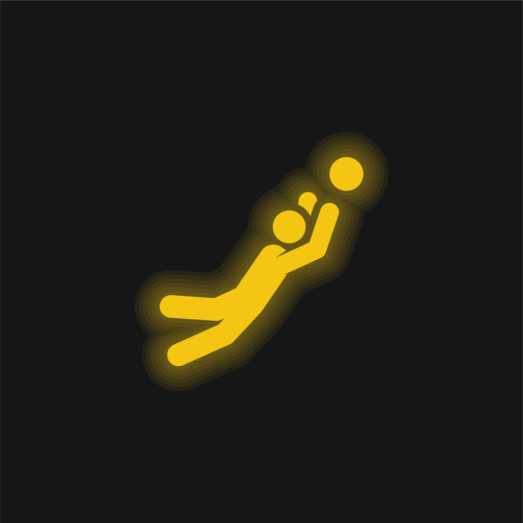 Ball Játékok sárga izzó neon ikon - Vektor, kép