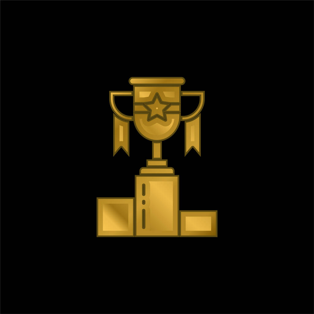 Prémio banhado a ouro ícone metálico ou vetor logotipo - Vetor, Imagem