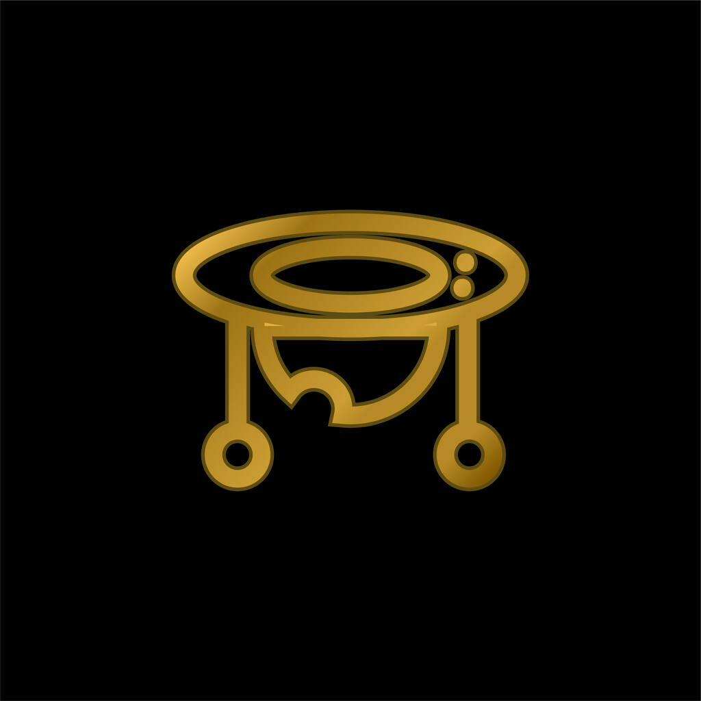 Baby Walker chapado en oro icono metálico o logo vector - Vector, Imagen