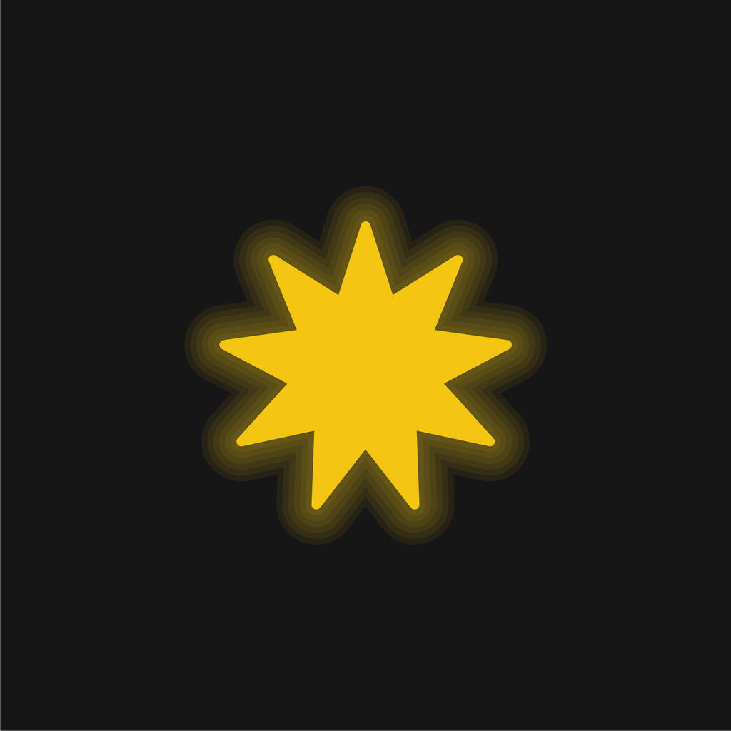 Bahai keltainen hehkuva neon kuvake - Vektori, kuva
