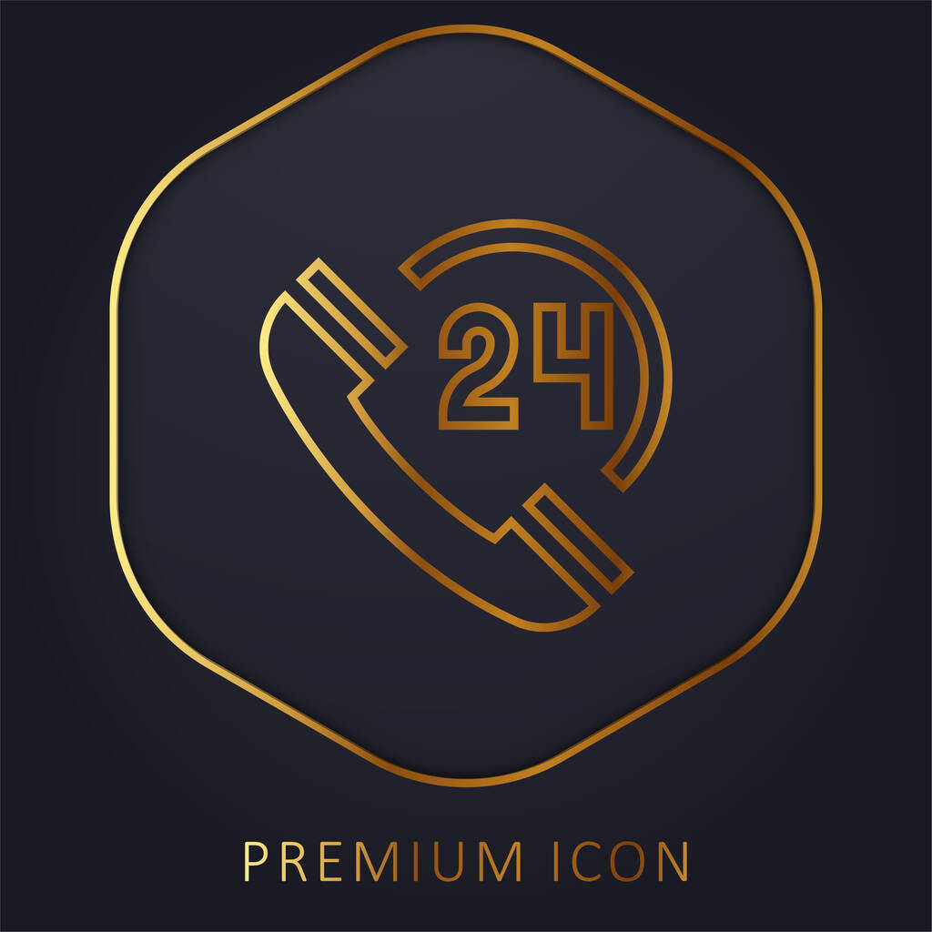 24 Stunden goldene Linie Premium-Logo oder Symbol - Vektor, Bild