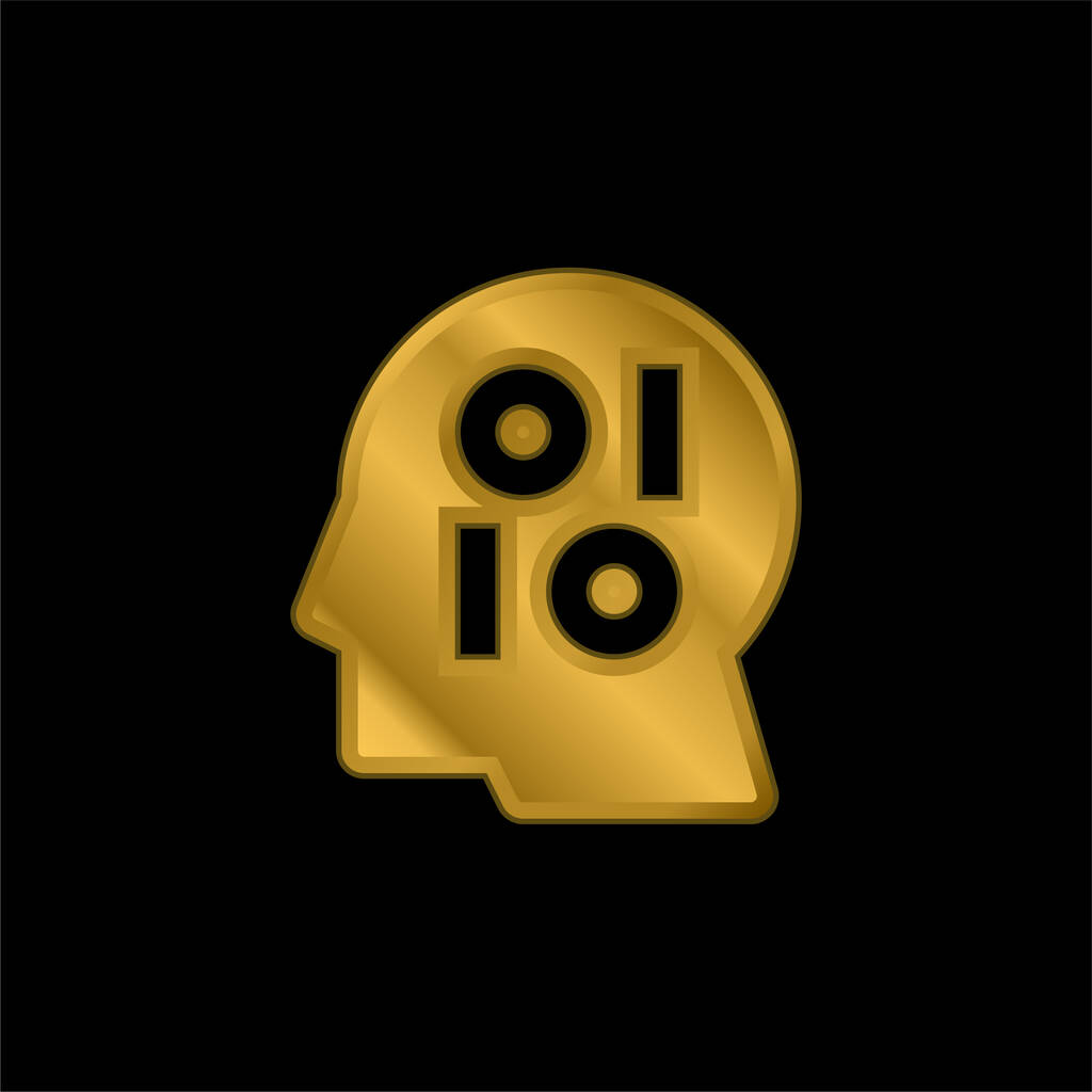 Icono metálico chapado en oro binario o logo vector - Vector, imagen