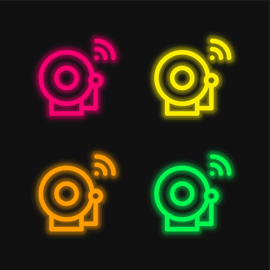 Alarm dört renk parlayan neon vektör simgesi - Vektör, Görsel