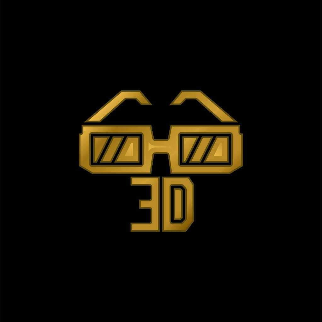 3D окуляри золота металева іконка або вектор логотипу
 - Вектор, зображення
