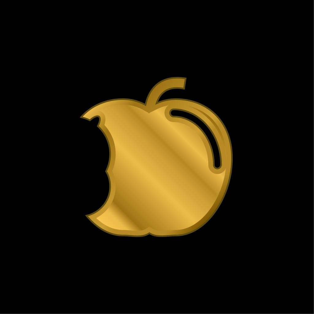 Apple With Big Bite gold plated metalic icon or logo vector - Vector, Image