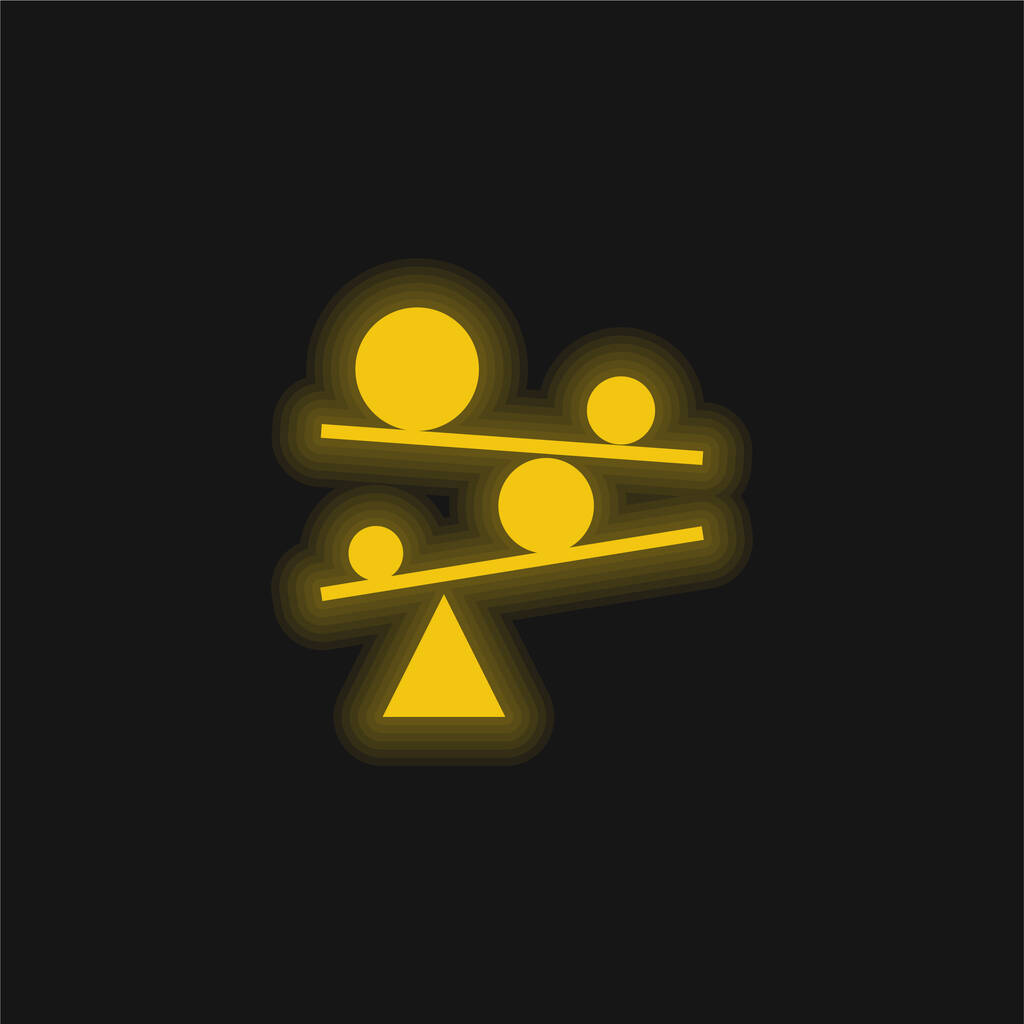 Equilíbrio amarelo brilhante ícone de néon - Vetor, Imagem