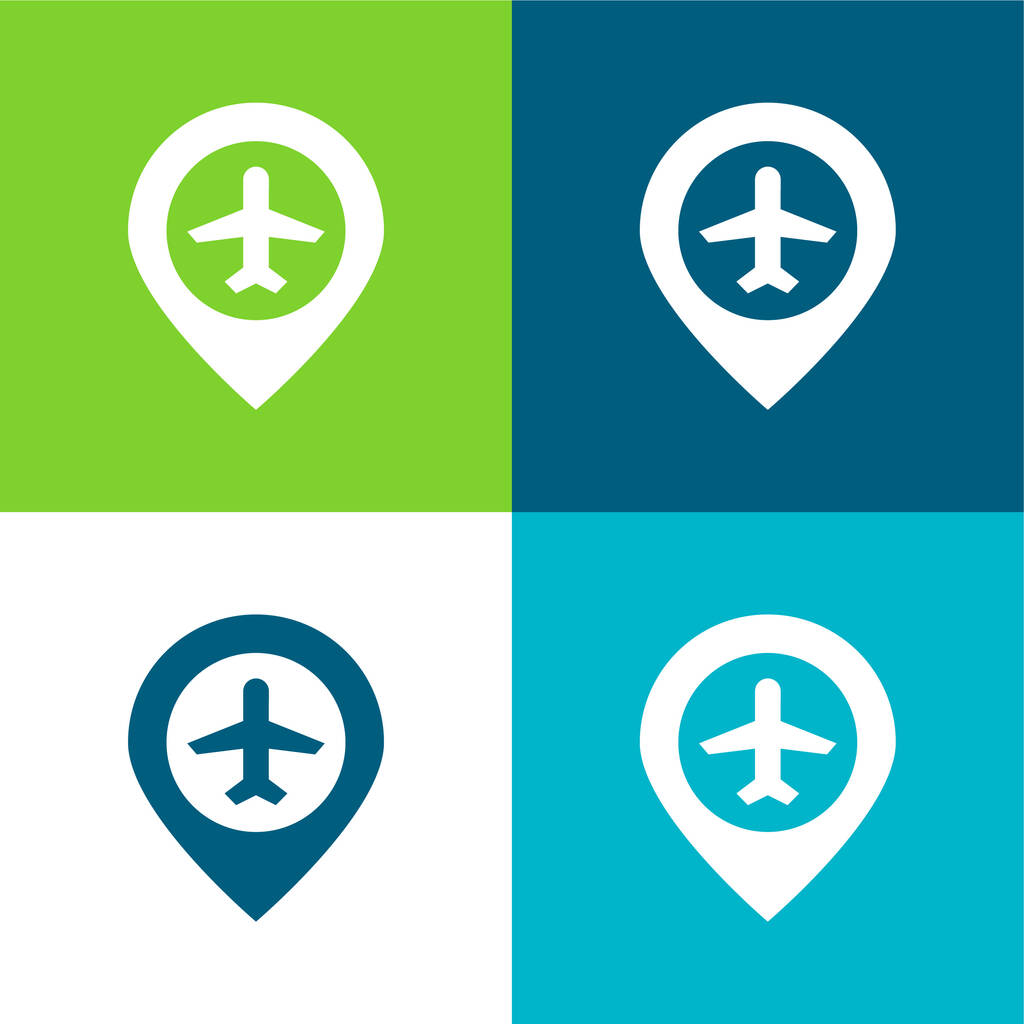 Aeroporto Plano quatro cores conjunto de ícones mínimos - Vetor, Imagem