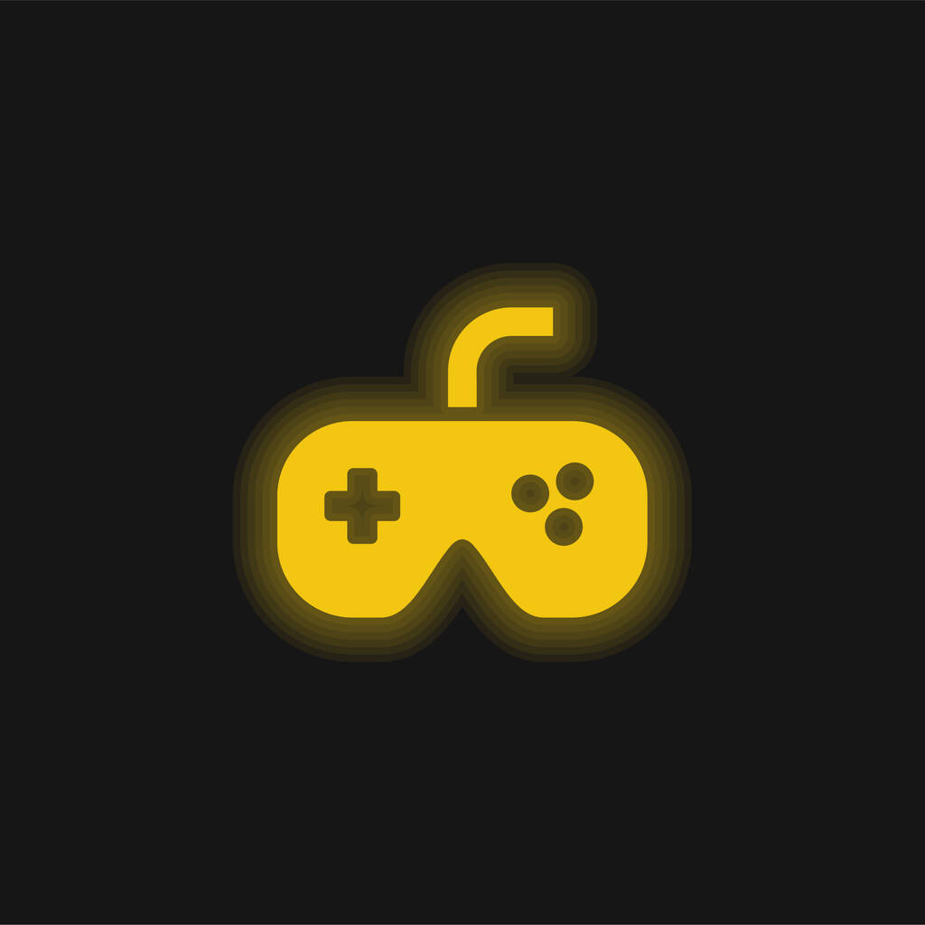 Černá Gamepad žlutá zářící neonová ikona - Vektor, obrázek