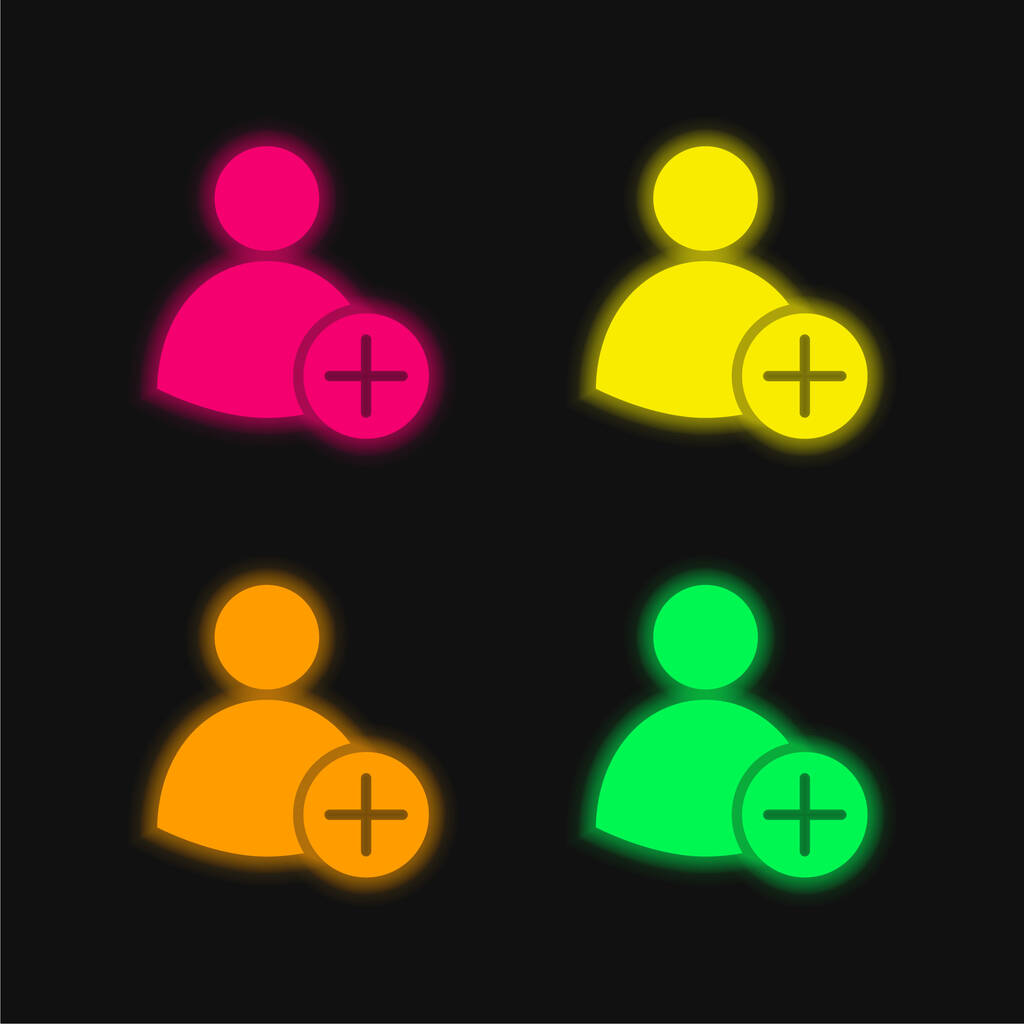 Přidat uživatelskou čtyřbarevnou zářící neonovou ikonu - Vektor, obrázek