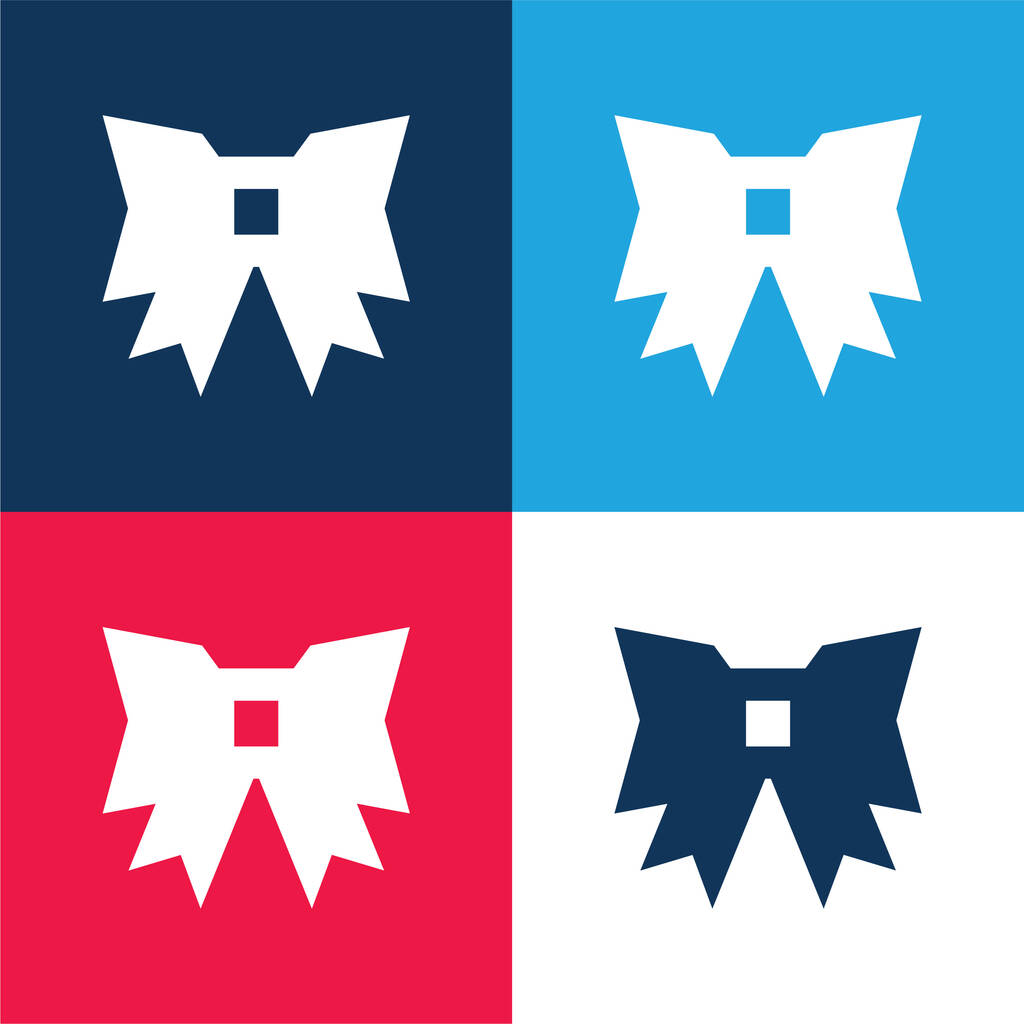 Corbata de lazo azul y rojo de cuatro colores mínimo icono conjunto - Vector, Imagen