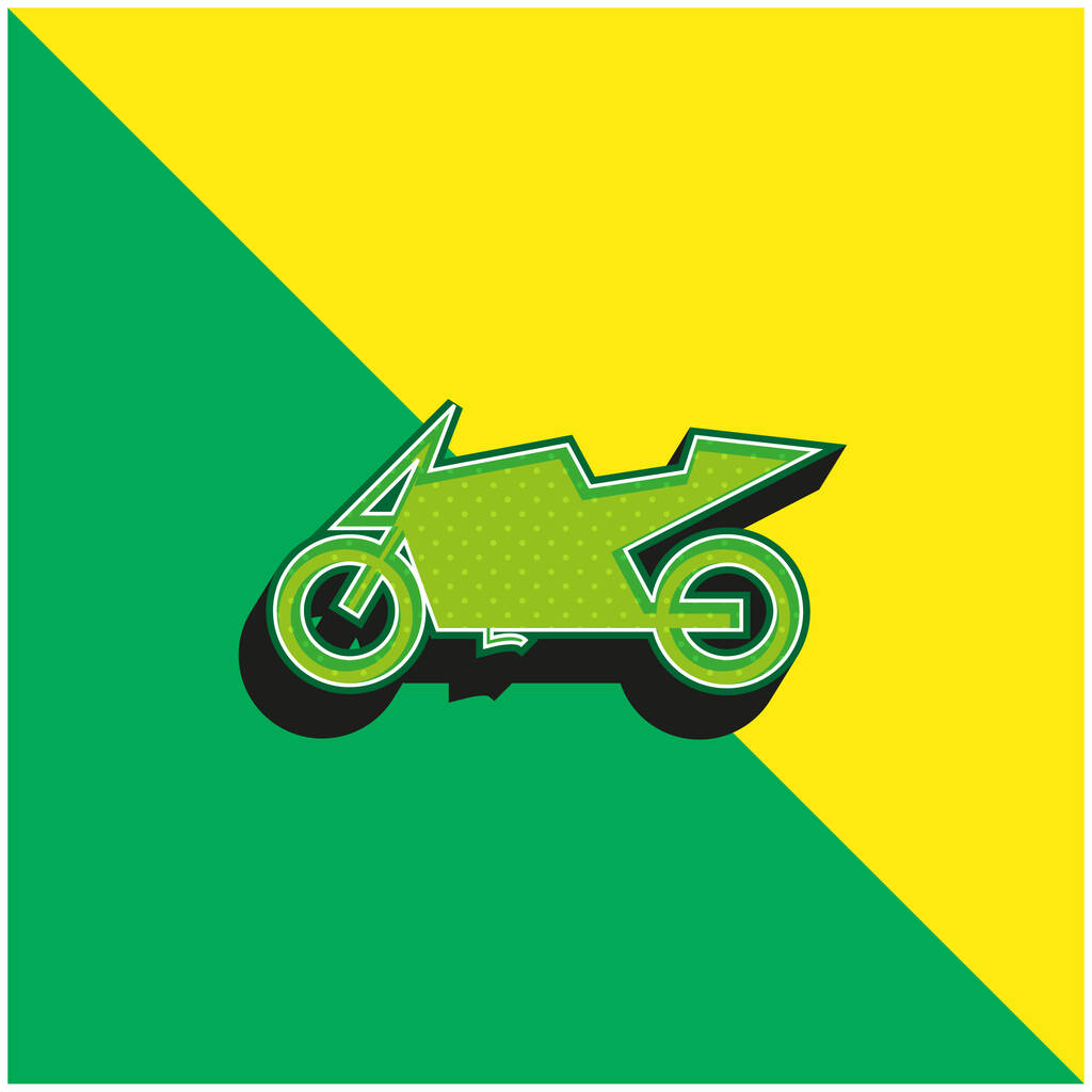 Big Racing Bike Verde e amarelo moderno logotipo vetor 3d ícone - Vetor, Imagem