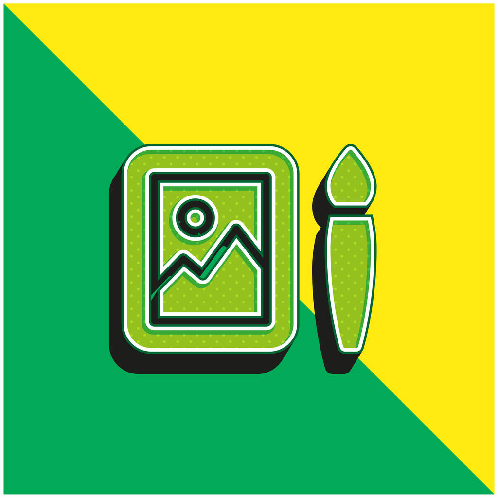 зеленый и желтый современный 3d векторный логотип - Вектор,изображение