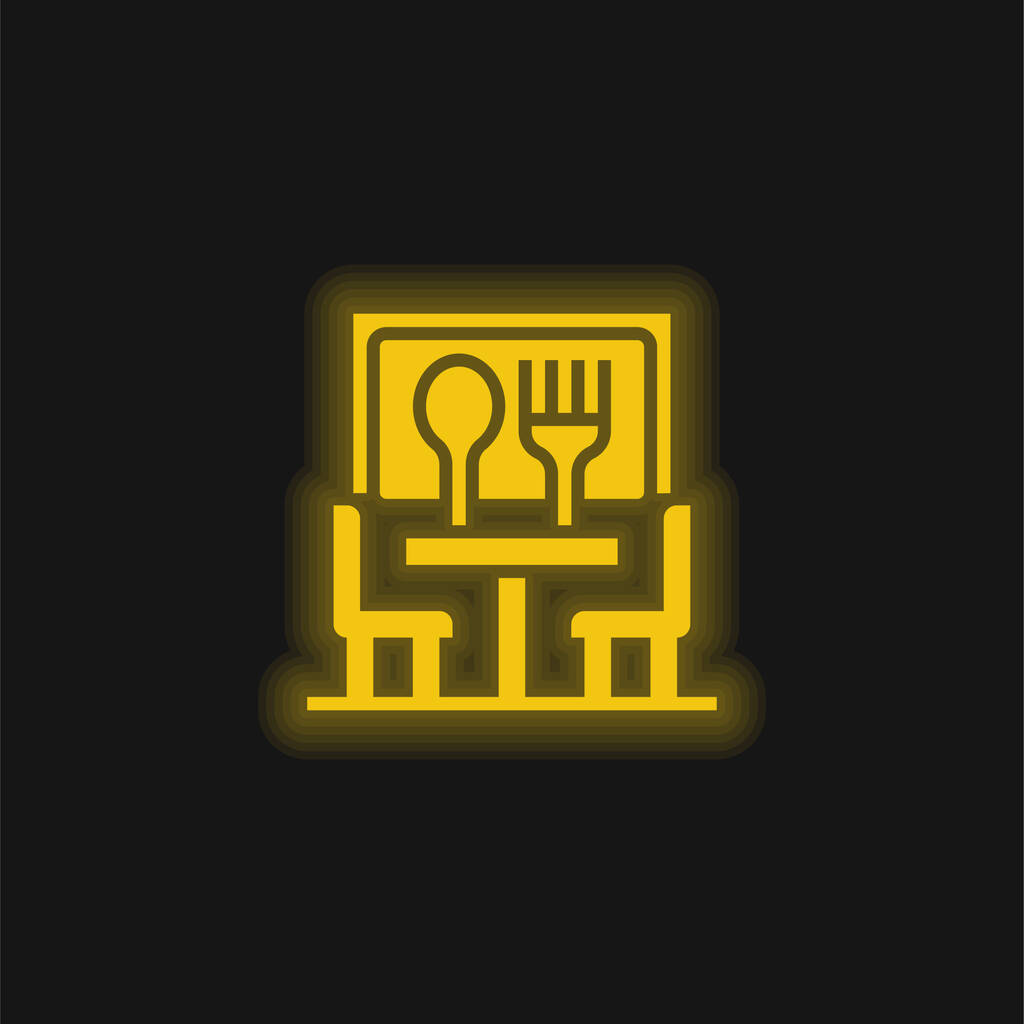 Bistro żółty świecący neon ikona - Wektor, obraz