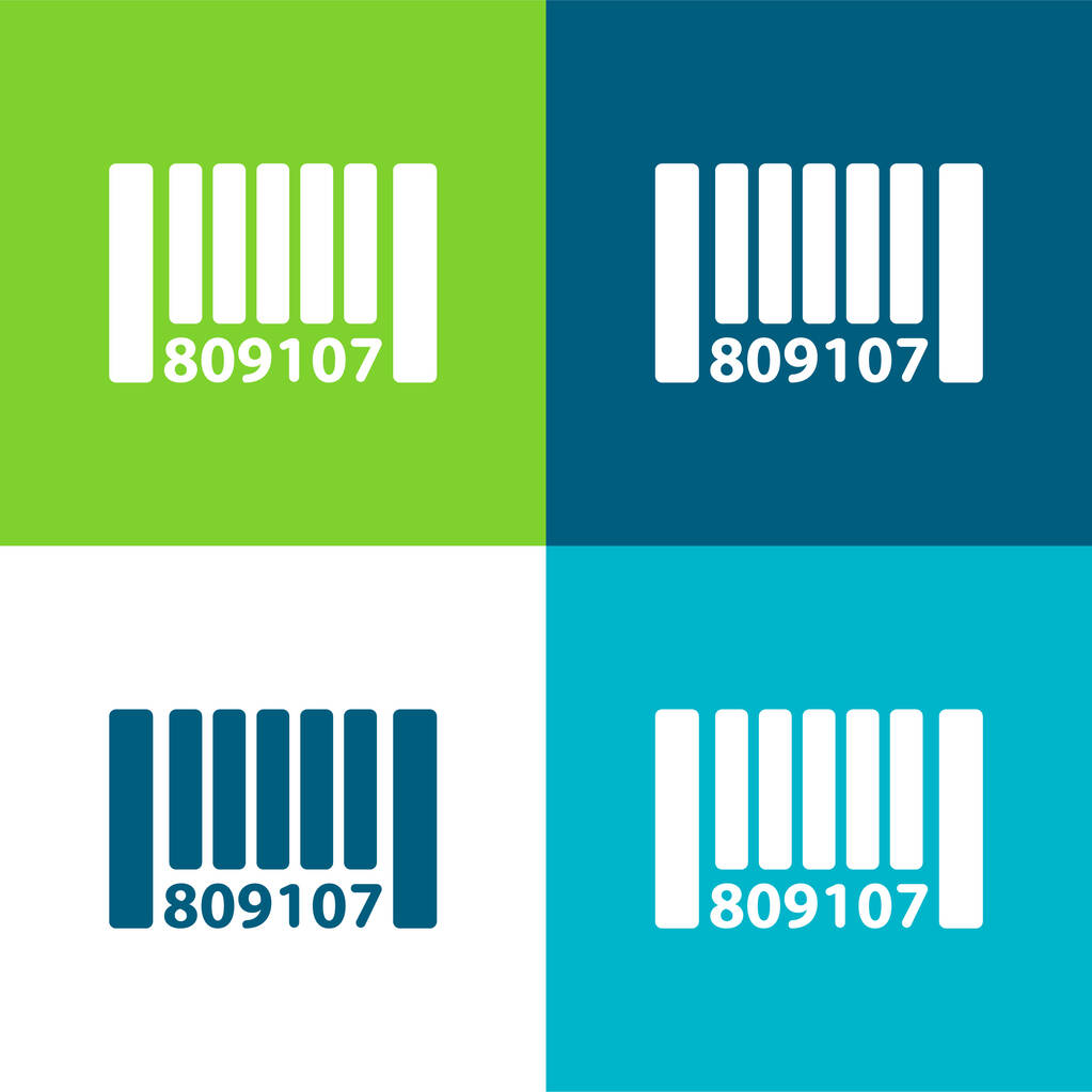 Bar Code Flat four color minimal icon set - Vector, Image