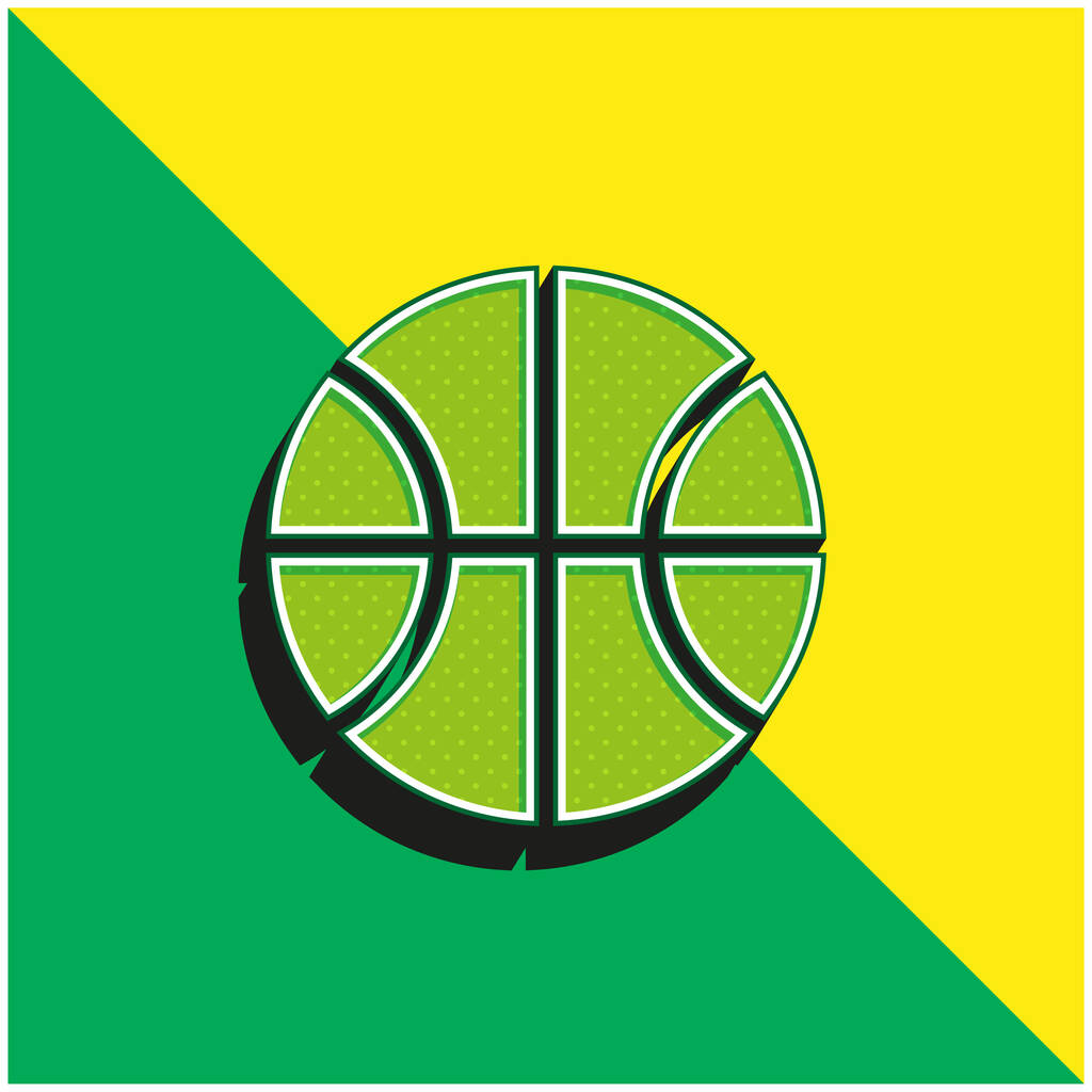 Koszykówka piłka Zielony i żółty nowoczesny 3D wektor ikona logo - Wektor, obraz