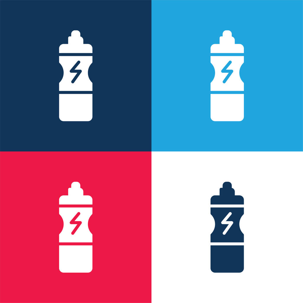 Флакон синий и красный четыре цвета минимальный набор значков - Вектор,изображение